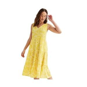 Sonoma Goods for Life Women's Yellow Tiered V-Neck Midi Dress XS